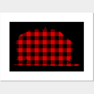 Echidna Red Buffalo Plaid Hedgehog Matching Family Posters and Art